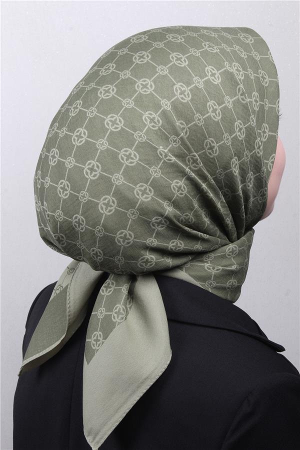 Aker Elegance Monogram Eşarp 4107-5 Haki