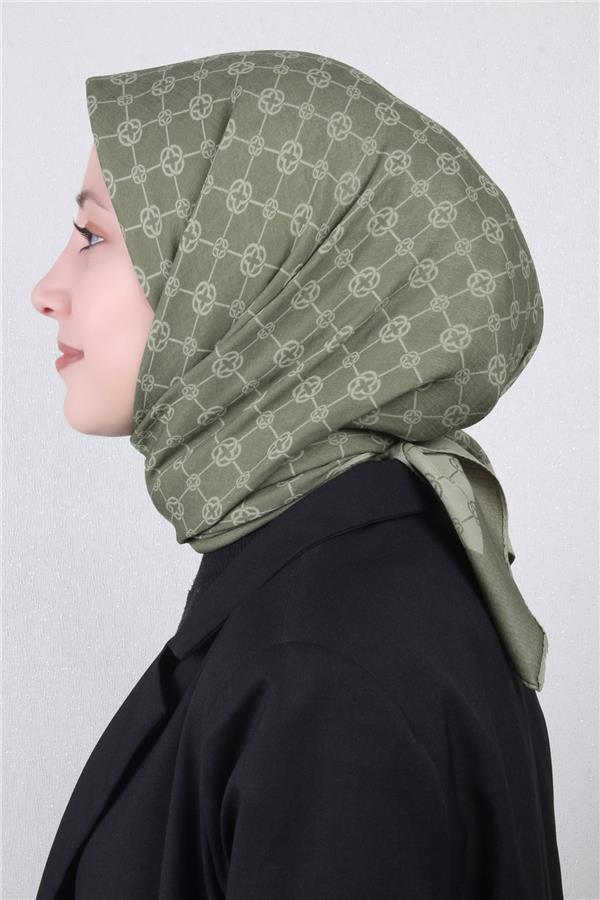 Aker Elegance Monogram Eşarp 4107-5 Haki