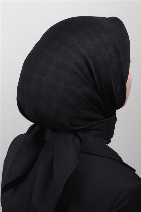 Aker Elegance Monogram Eşarp 4107-6 Siyah