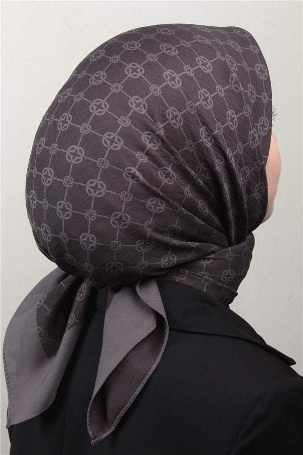 Aker Elegance Monogram Eşarp 4107-8 Füme