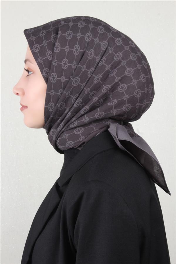 Aker Elegance Monogram Eşarp 4107-8 Füme