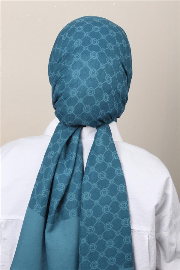 Aker Elegance Monogram Şal 1090100-923 Petrol