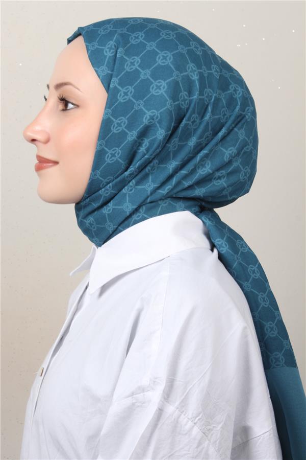 Aker Elegance Monogram Şal 1090100-923 Petrol