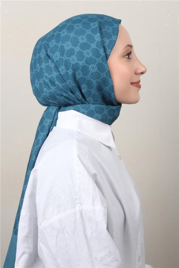 Aker Elegance Monogram Şal 1090100-923 Petrol