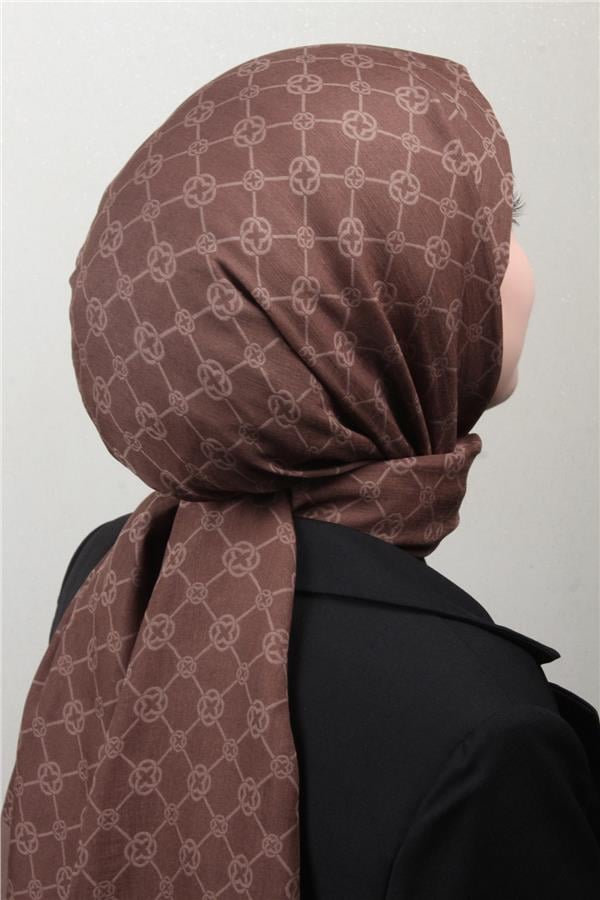 Aker Elegance Monogram Şal 4108-1 Kahve
