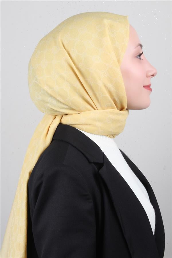 Aker Elegance Monogram Şal 4108-12 Soft Sarı
