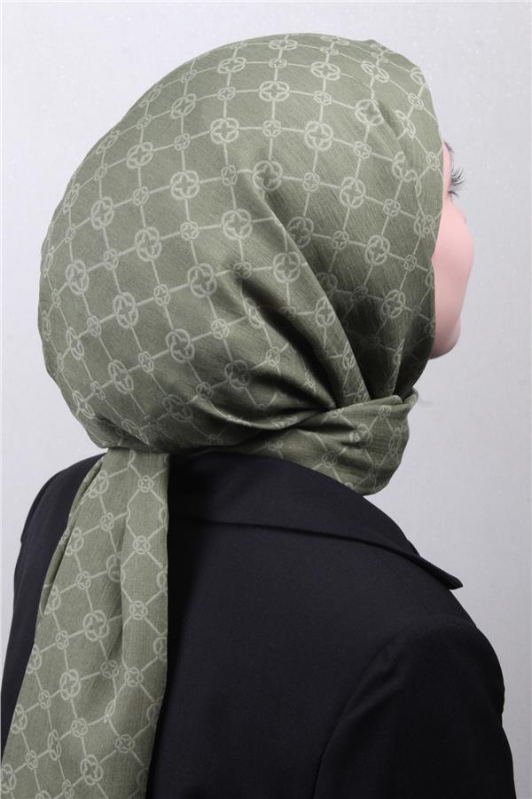 Aker Elegance Monogram Şal 4108-2 Haki
