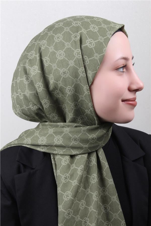 Aker Elegance Monogram Şal 4108-2 Haki
