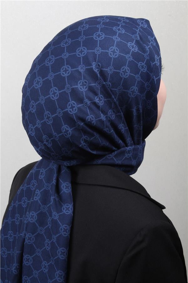 Aker Elegance Monogram Şal 4108-3 Lacivert