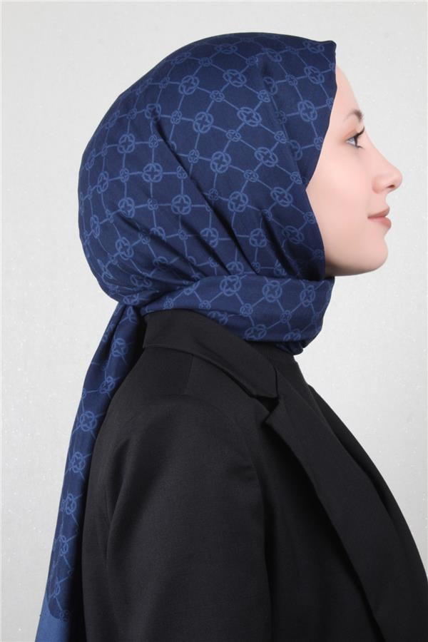 Aker Elegance Monogram Şal 4108-3 Lacivert