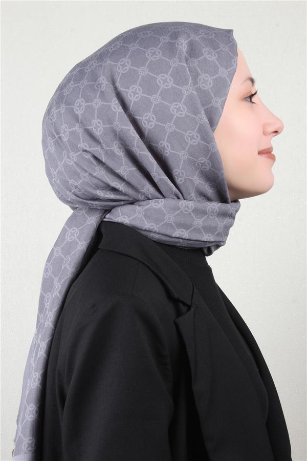 Aker Elegance Monogram Şal 4108-5 Gri