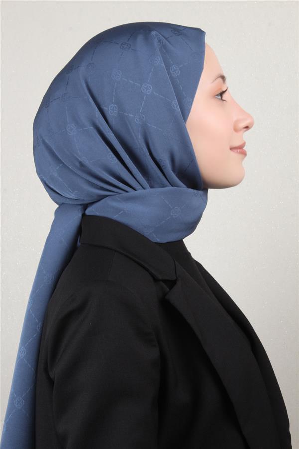 Aker Monogram İcon Şal 4112-26 Koyu İndigo