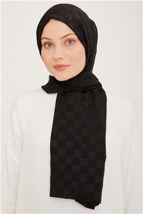 Armine Jakarlı Diamond Şal Dama 3096-12 Siyah