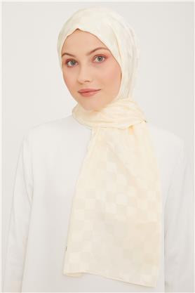 Armine Jakarlı Diamond Şal Dama 3096-13 Ekru
