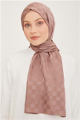 Armine Jakarlı Diamond Şal Dama 3096-15 Miskli Kahve