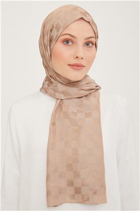 Armine Jakarlı Diamond Şal Dama 3096-16 Sütlü Kahve