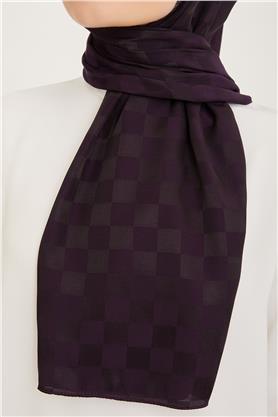 Armine Jakarlı Diamond Şal Dama 3096-17 Mor
