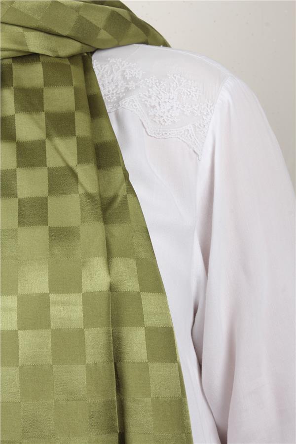 Armine Jakarlı Diamond Şal Dama 3096-22 Haki