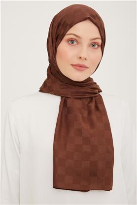 Armine Jakarlı Diamond Şal Dama 3096-5 Kahverengi