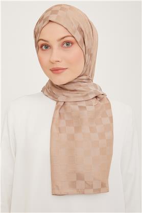 Armine Jakarlı Diamond Şal Dama 3096-6 Sütlü Kahve