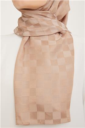 Armine Jakarlı Diamond Şal Dama 3096-6 Sütlü Kahve