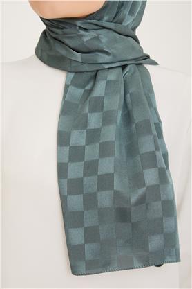 Armine Jakarlı Diamond Şal Dama 3096-7 Koyu Mentol