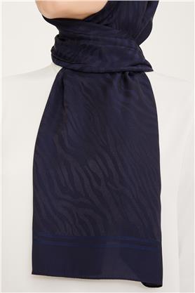 Armine Jakarlı Diamond Şal Zebra 3094-1 Lacivert