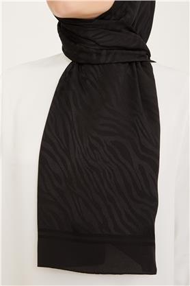 Armine Jakarlı Diamond Şal Zebra 3094-12 Siyah