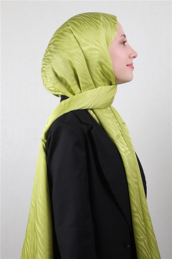 Armine Jakarlı Diamond Şal Zebra 3094-14 Yağ Yeşili