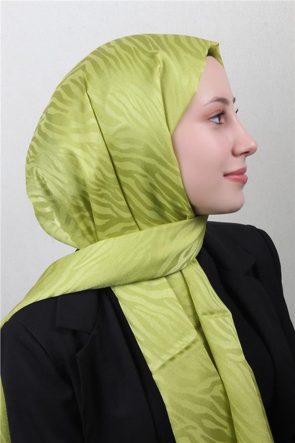 Armine Jakarlı Diamond Şal Zebra 3094-14 Yağ Yeşili