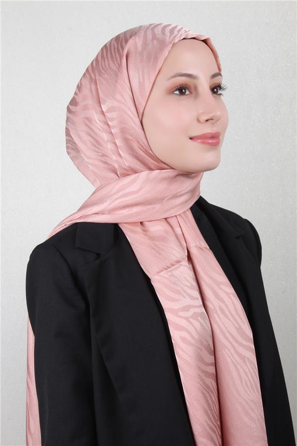 Armine Jakarlı Diamond Şal Zebra 3094-15 Pastel Pembe