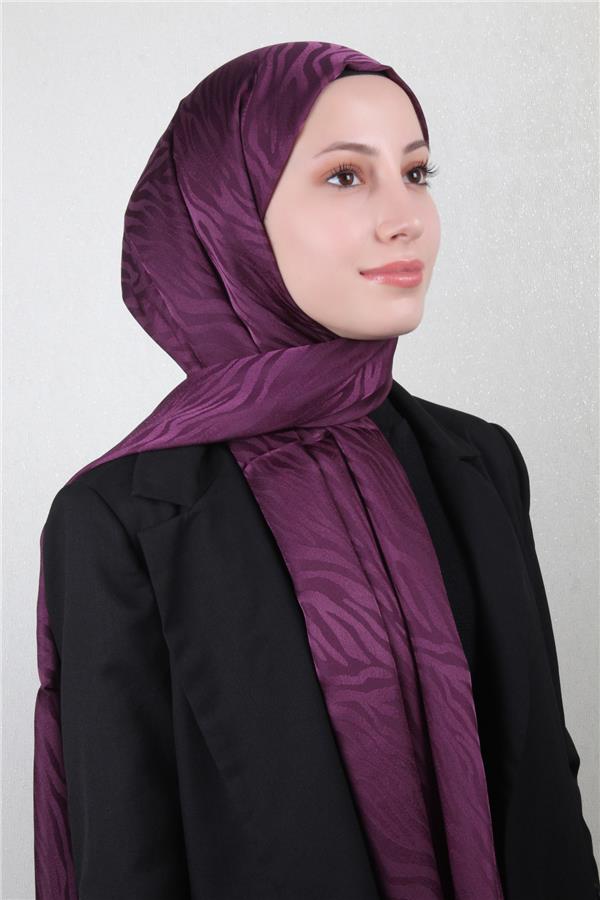 Armine Jakarlı Diamond Şal Zebra 3094-16 Mor