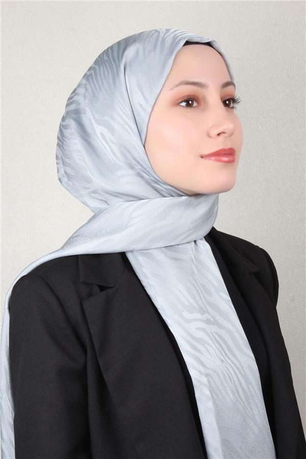 Armine Jakarlı Diamond Şal Zebra 3094-18 Gümüş