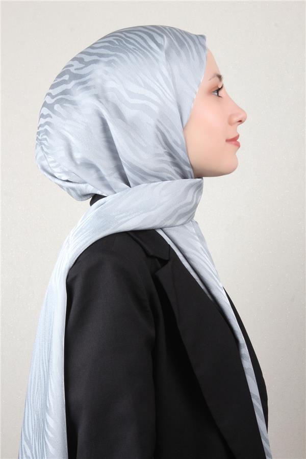 Armine Jakarlı Diamond Şal Zebra 3094-18 Gümüş
