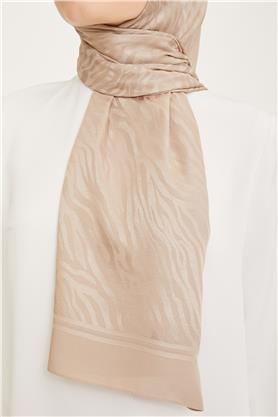 Armine Jakarlı Diamond Şal Zebra 3094-6 Sütlü Kahve