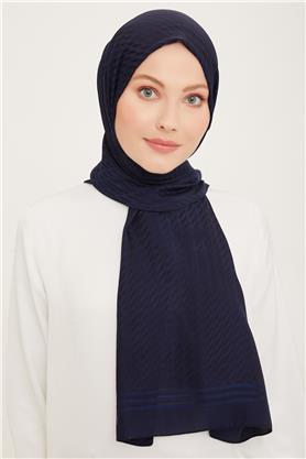 Armine Jakarlı Diamond Şal Zikzak 3095-1 Lacivert