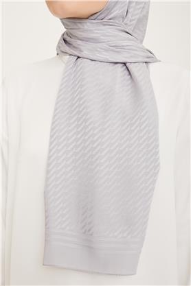 Armine Jakarlı Diamond Şal Zikzak 3095-10 Gümüş