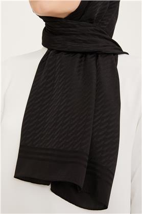 Armine Jakarlı Diamond Şal Zikzak 3095-12 Siyah