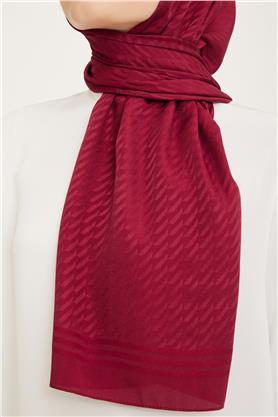 Armine Jakarlı Diamond Şal Zikzak 3095-3 Bordo