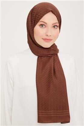 Armine Jakarlı Diamond Şal Zikzak 3095-5 Kahverengi