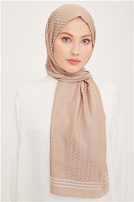 Armine Jakarlı Diamond Şal Zikzak 3095-6 Sütlü Kahve