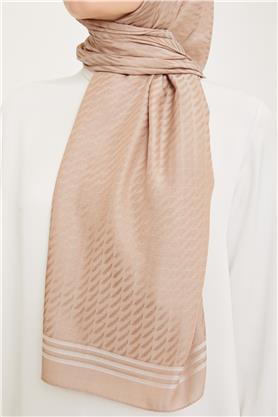 Armine Jakarlı Diamond Şal Zikzak 3095-6 Sütlü Kahve