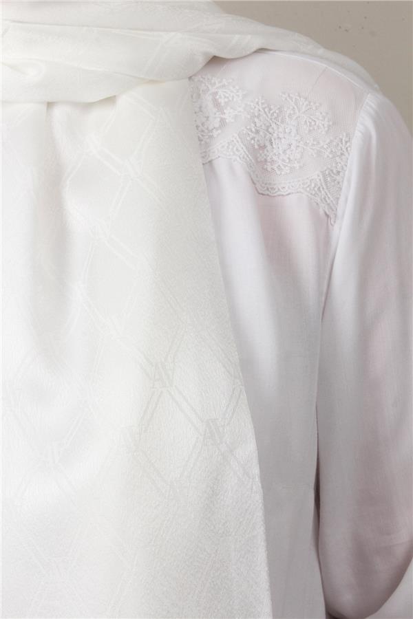 Armine Jakar İpeksi Şal 3106-6 Beyaz