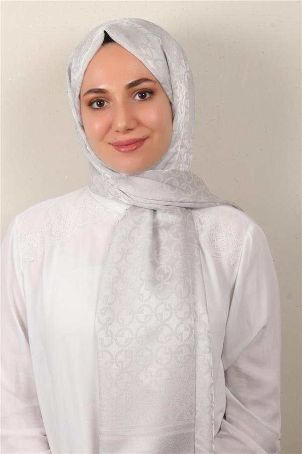 Armine Jakar İpeksi Şal 3107-13 Gümüş