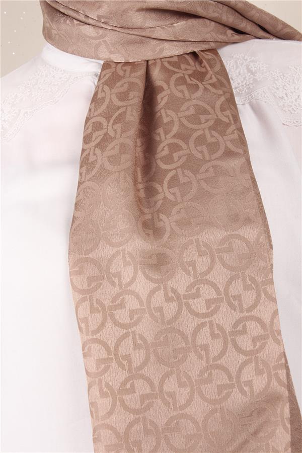 Armine Jakar İpeksi Şal 3107-14 Sütlü Kahve