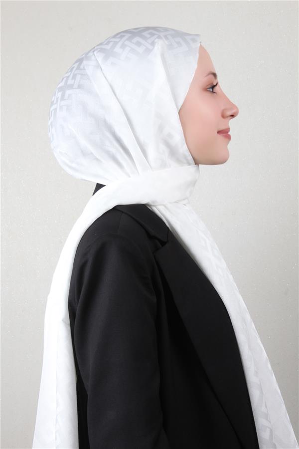 Armine Jakar İpeksi Şal 3110-4 Beyaz