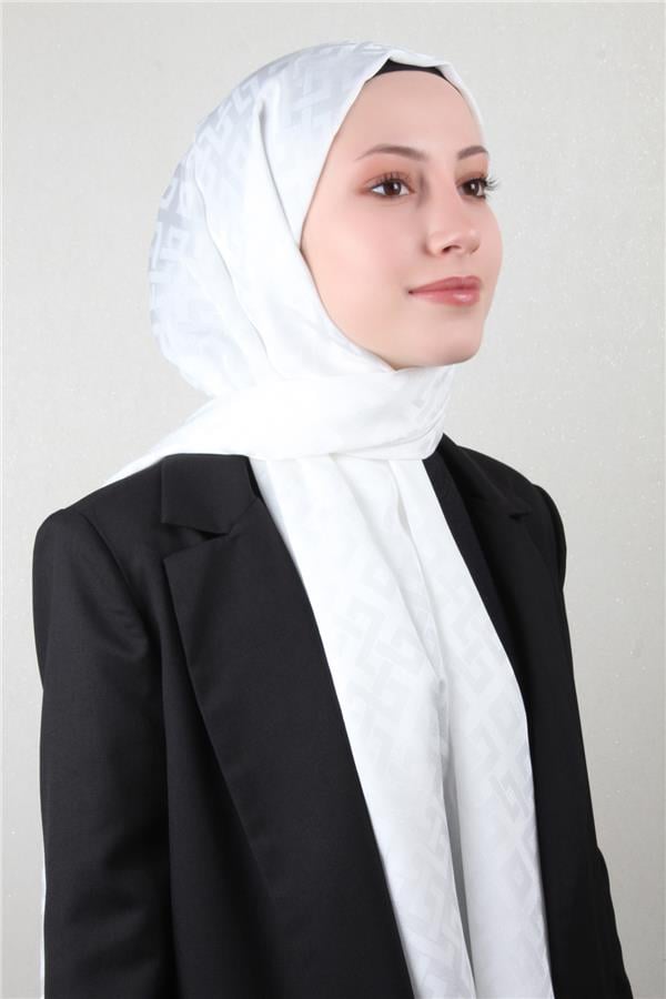 Armine Jakar İpeksi Şal 3110-4 Beyaz