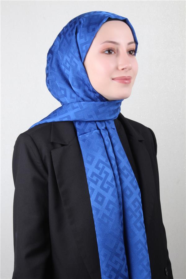 Armine Jakar İpeksi Şal 3110-6 Saks Mavisi