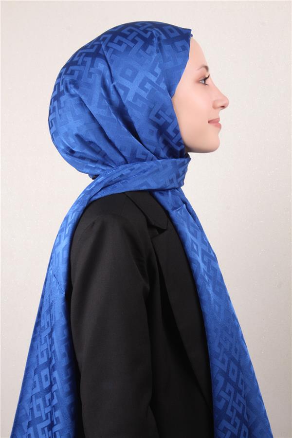 Armine Jakar İpeksi Şal 3110-6 Saks Mavisi