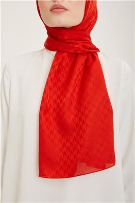 Armine Jakar İpeksi Şal Kaz Ayağı 3100-10 Yanık Portakal